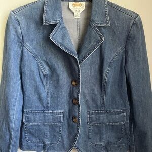 Talbots Vintage Blue Jean Jacket Denim Blazer Classic Preppy Womens Size 4 Small